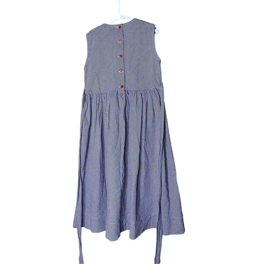 Vintage Strasburg Girls Blue and Red Plaid Balloon Print‎ Long Dress Size 8